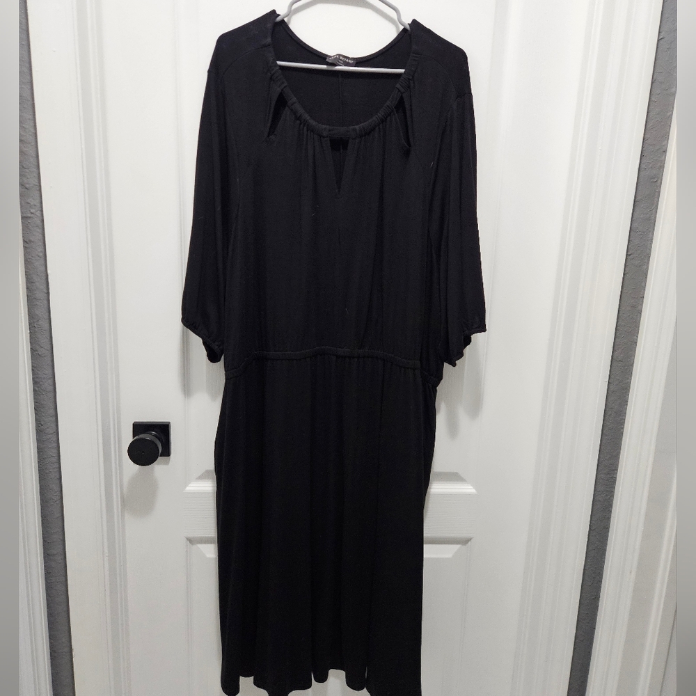 EUC Lane Bryant Black Midi Dress 3/4 Sleeves Cutout Details 5xl 30-32